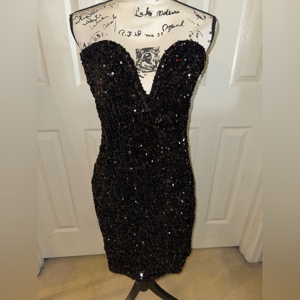 Nasty Gal size US 12 worn once! Elegant Black Sequin Dress